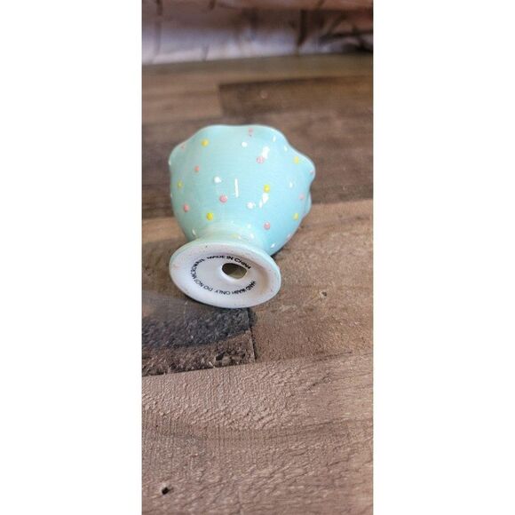 Ceramic‎ polka dot blue egg holder cup - Picture 3 of 3